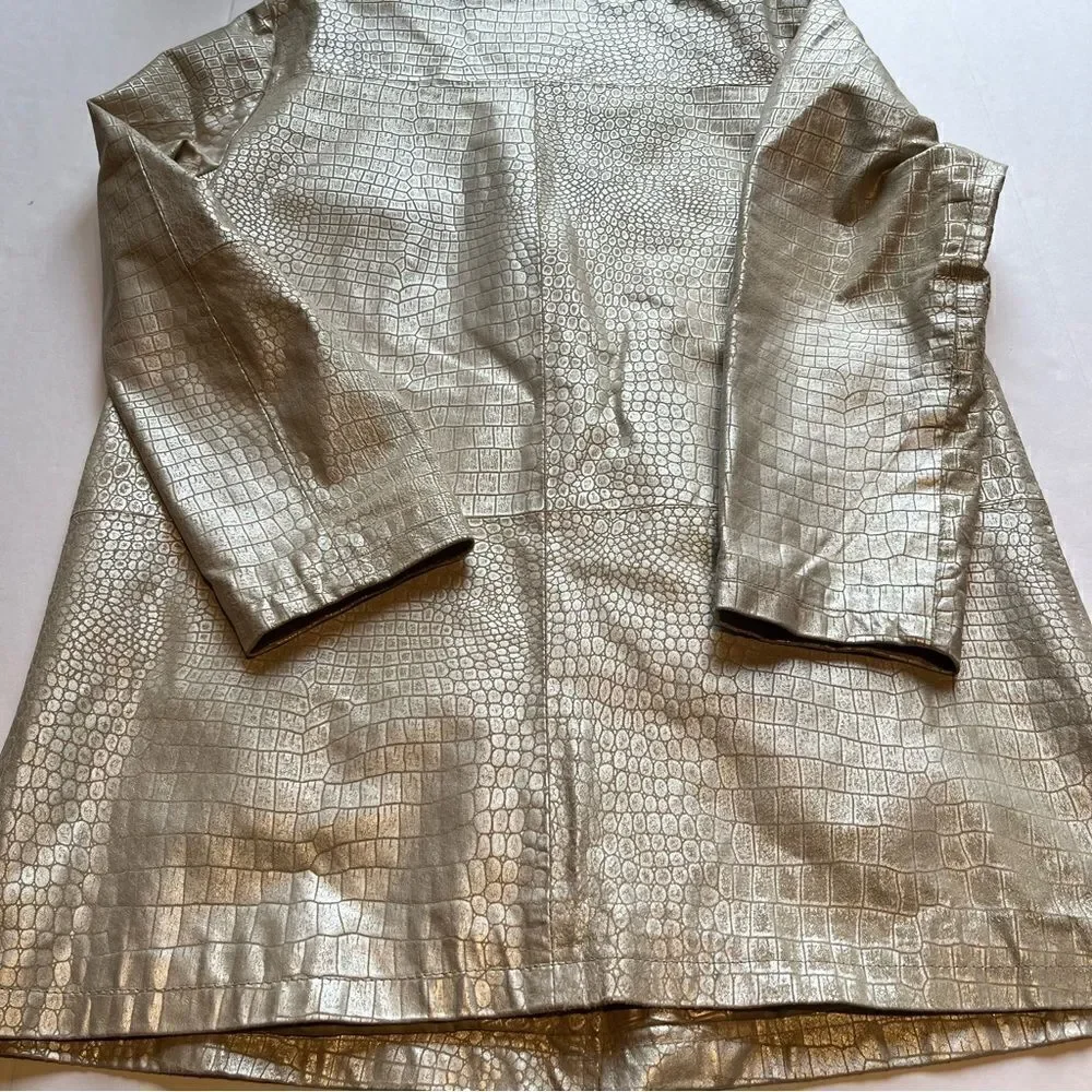 Irvine Park Women's Leather Coat Textured Cream Color Size Large - Picture 8 of 10